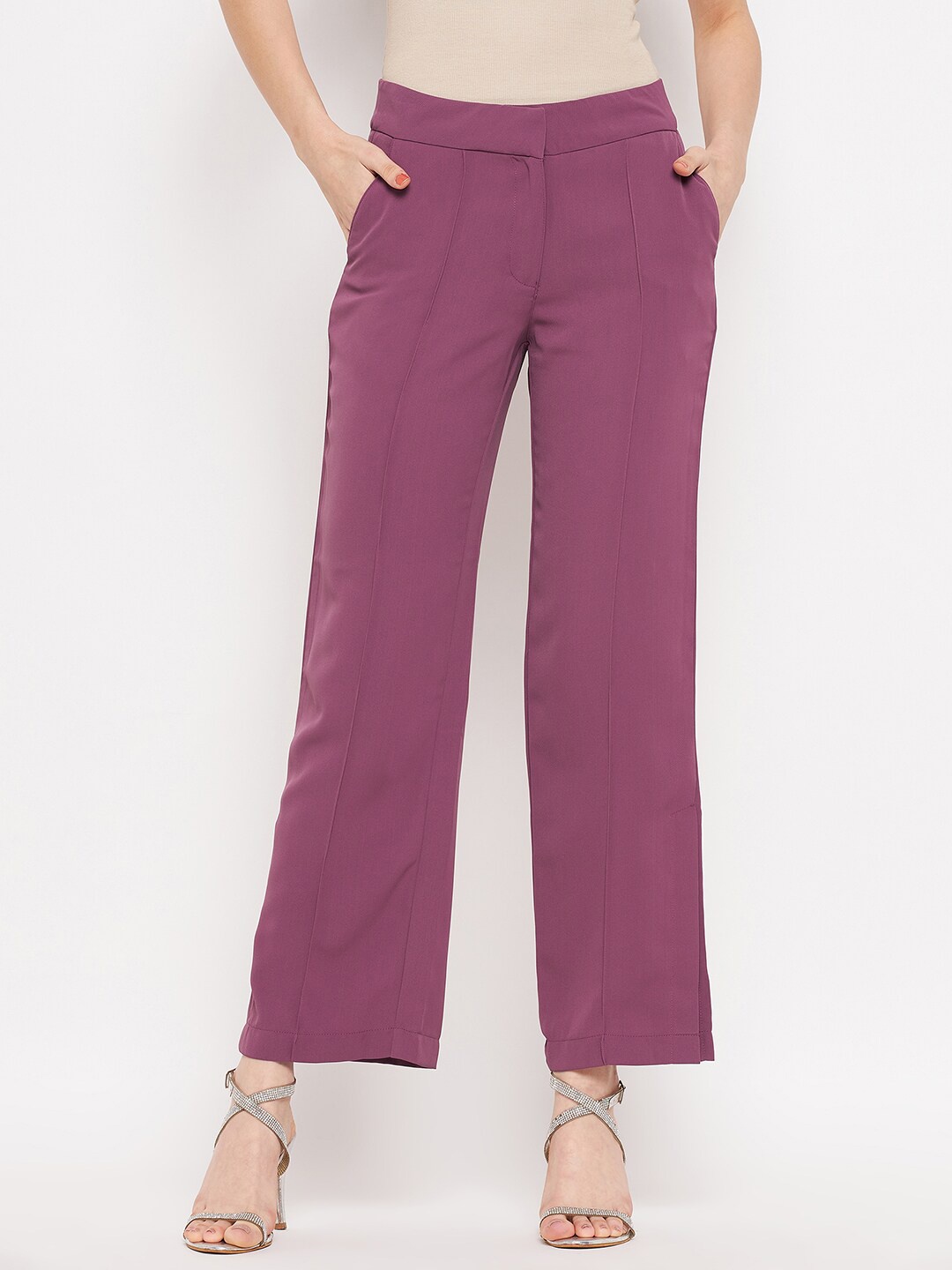 

Madame Women Flared Crop Palazzo, Purple
