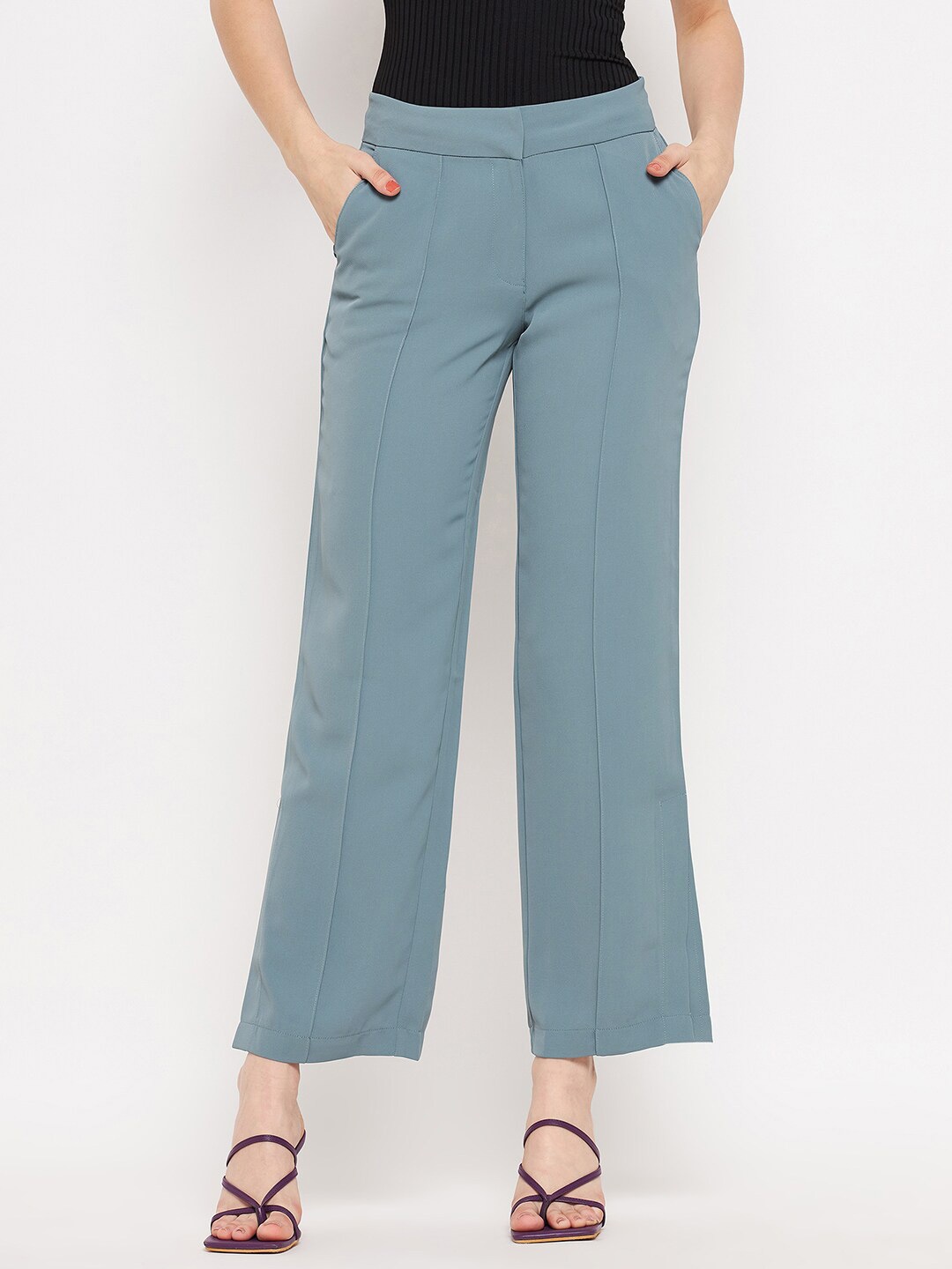 

Madame Women Flared Crop Palazzo, Blue