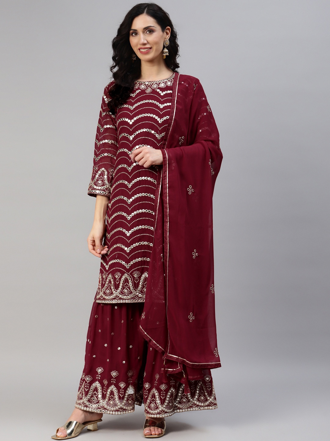 

Readiprint Fashions Embroidered Semi-Stitched Dress Material, Maroon