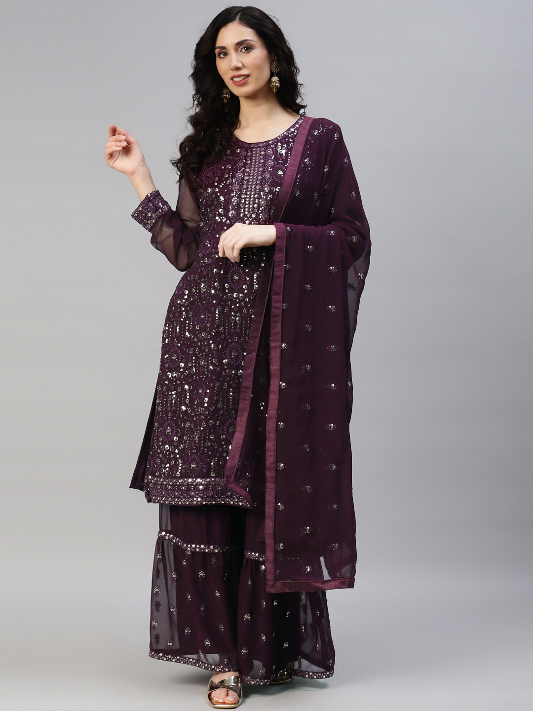 

Readiprint Fashions Embroidered Semi-Stitched Dress Material, Violet