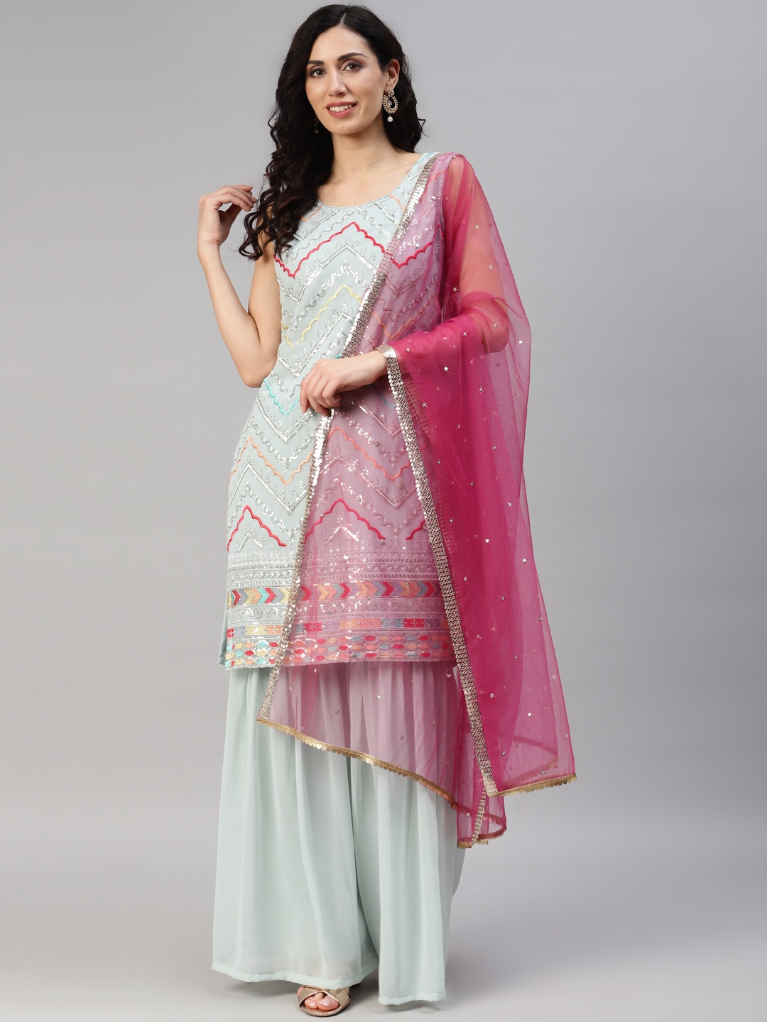 

Readiprint Fashions Embroidered Semi-Stitched Dress Material, Blue