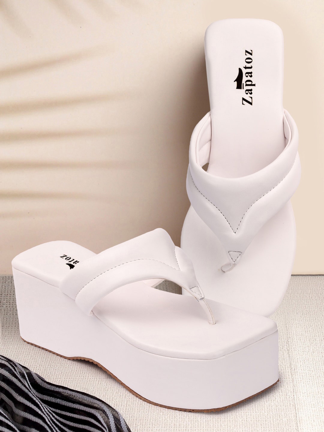 

ZAPATOZ Women Solid Flatform Heels, White