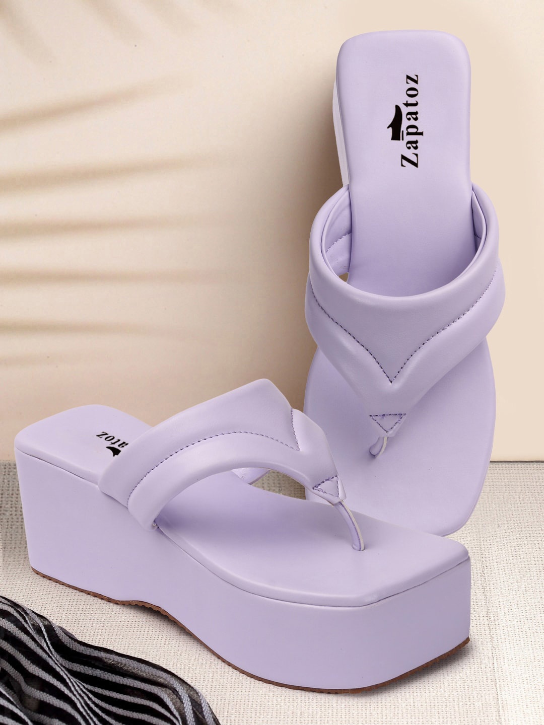 

ZAPATOZ Women Solid Flatform Heels, Purple