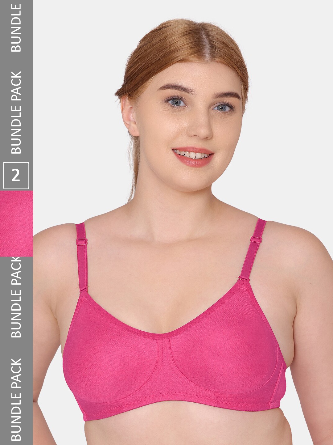 

KOMLI Non-Padded Cotton Rich Full Coverage Bra, Pink