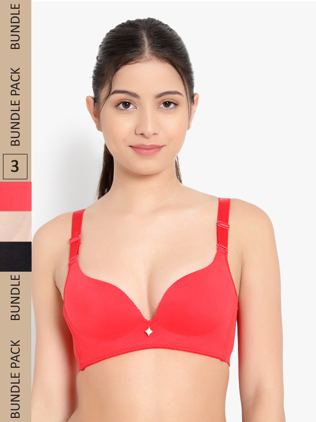 

PARKHA Pack of 3 Heavily Padded Bra, Black