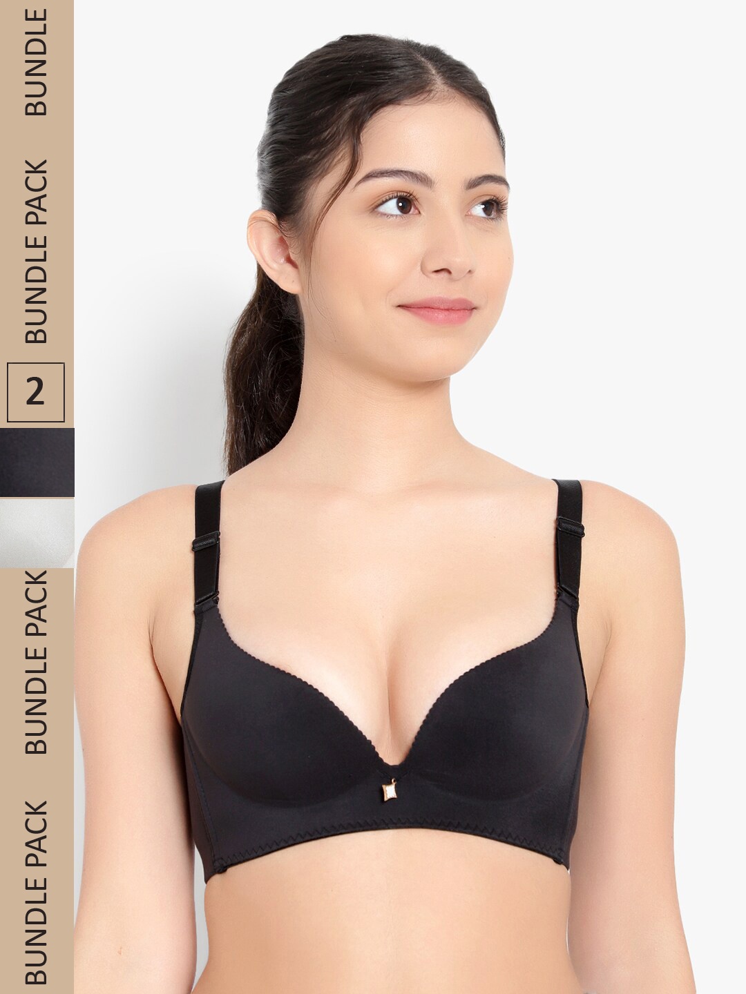 

PARKHA Pack of 2 Heavily Padded Bra, Black