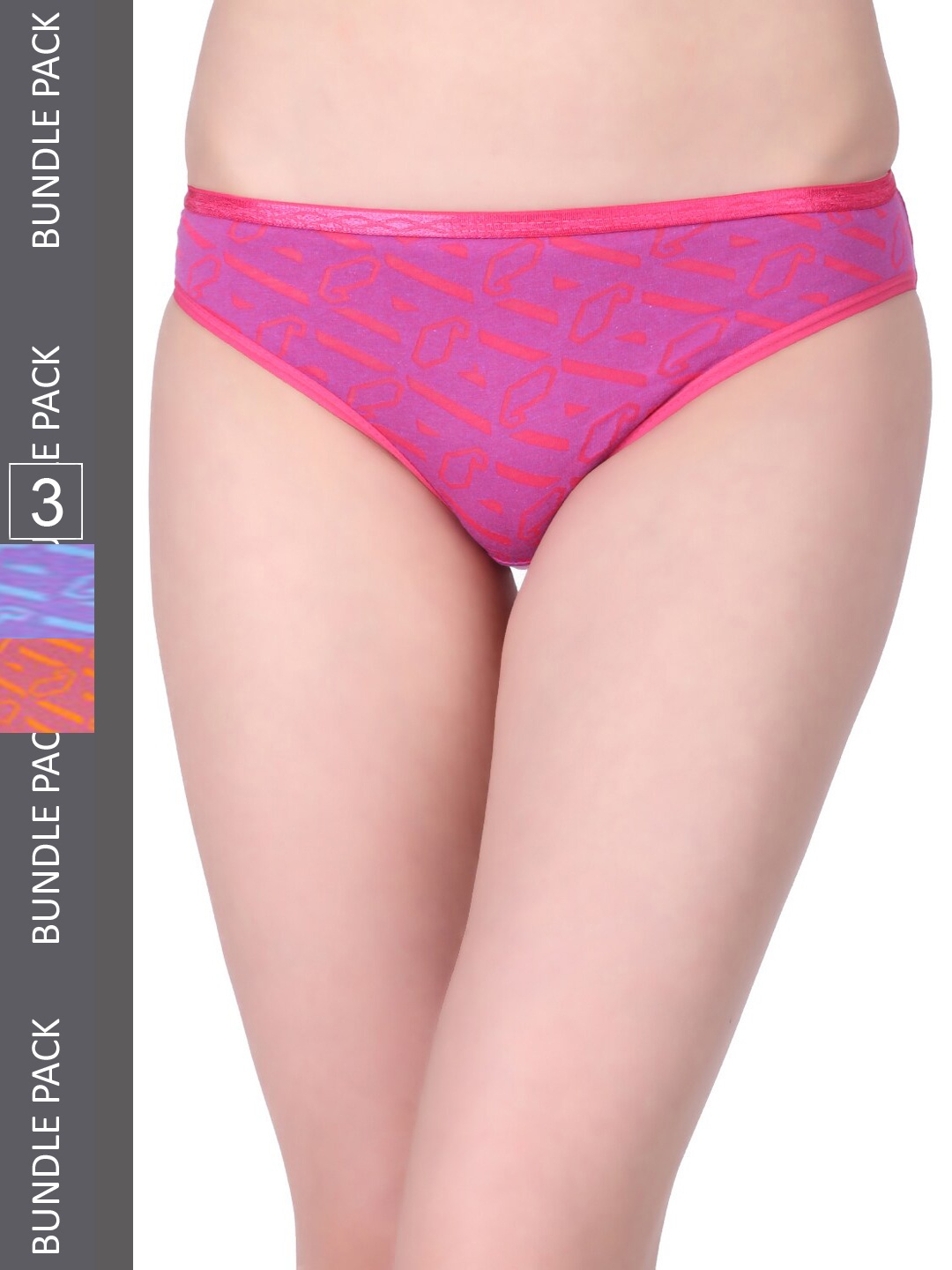 

RedRose Pack Of 3 Printed Cotton Bikini Briefs JOANA, Blue