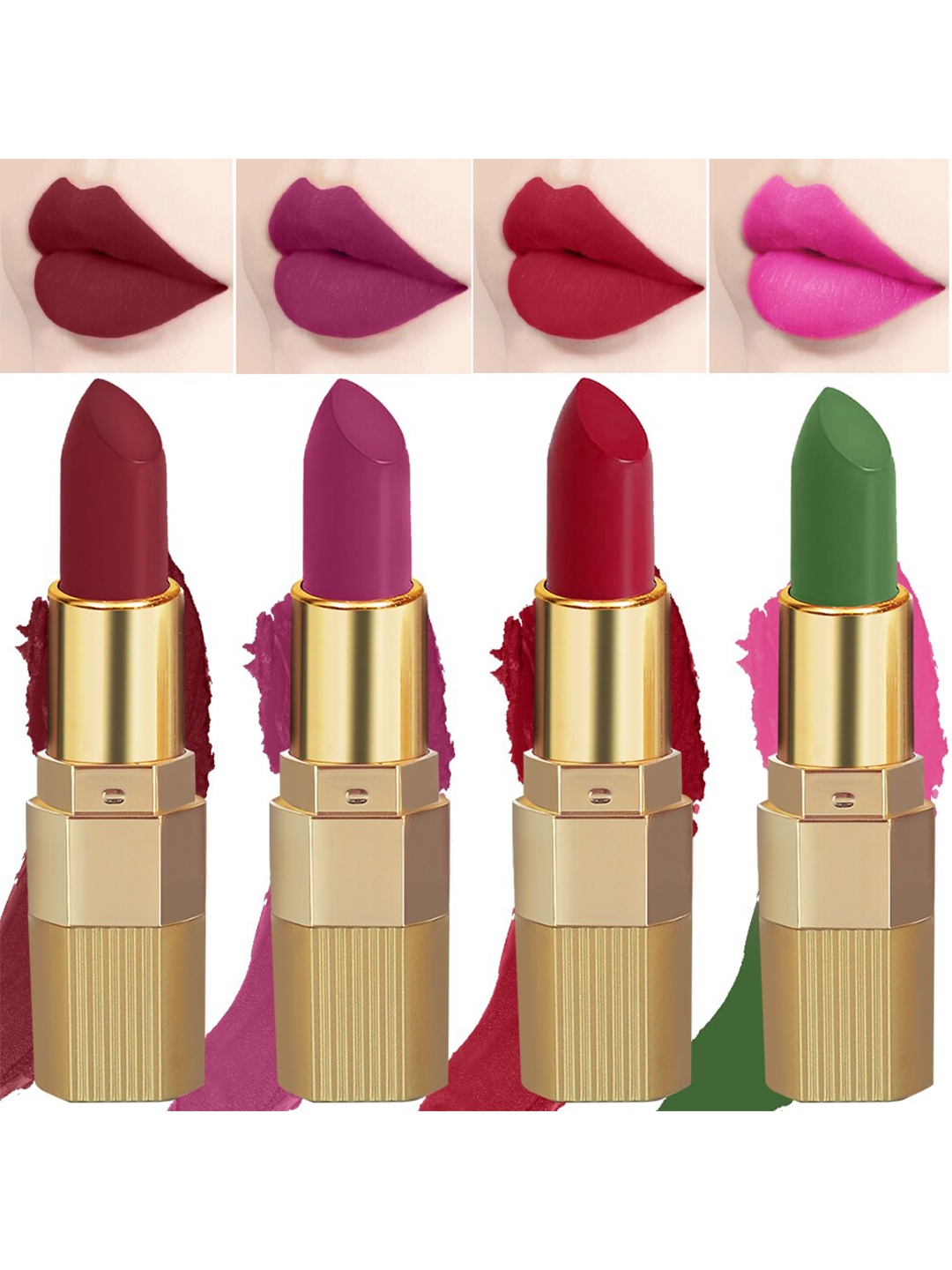 

PERPAA Set of 4 Xpression Weightless Matte Long-Lasting Waterproof Lipsticks 3.5 g Each - Magenta 302 - Apple Red 303 - Maroon 304 - Natural Pink 305, Multi