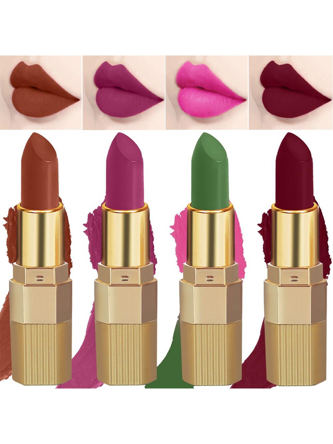 

PERPAA Set of 4 Xpression Weightless Matte Long-Lasting Waterproof Lipsticks 3.5 g Each - Bold Maroon 307 - Rust Brown 301 - Magenta 302 - Natural Pink 305, Multi