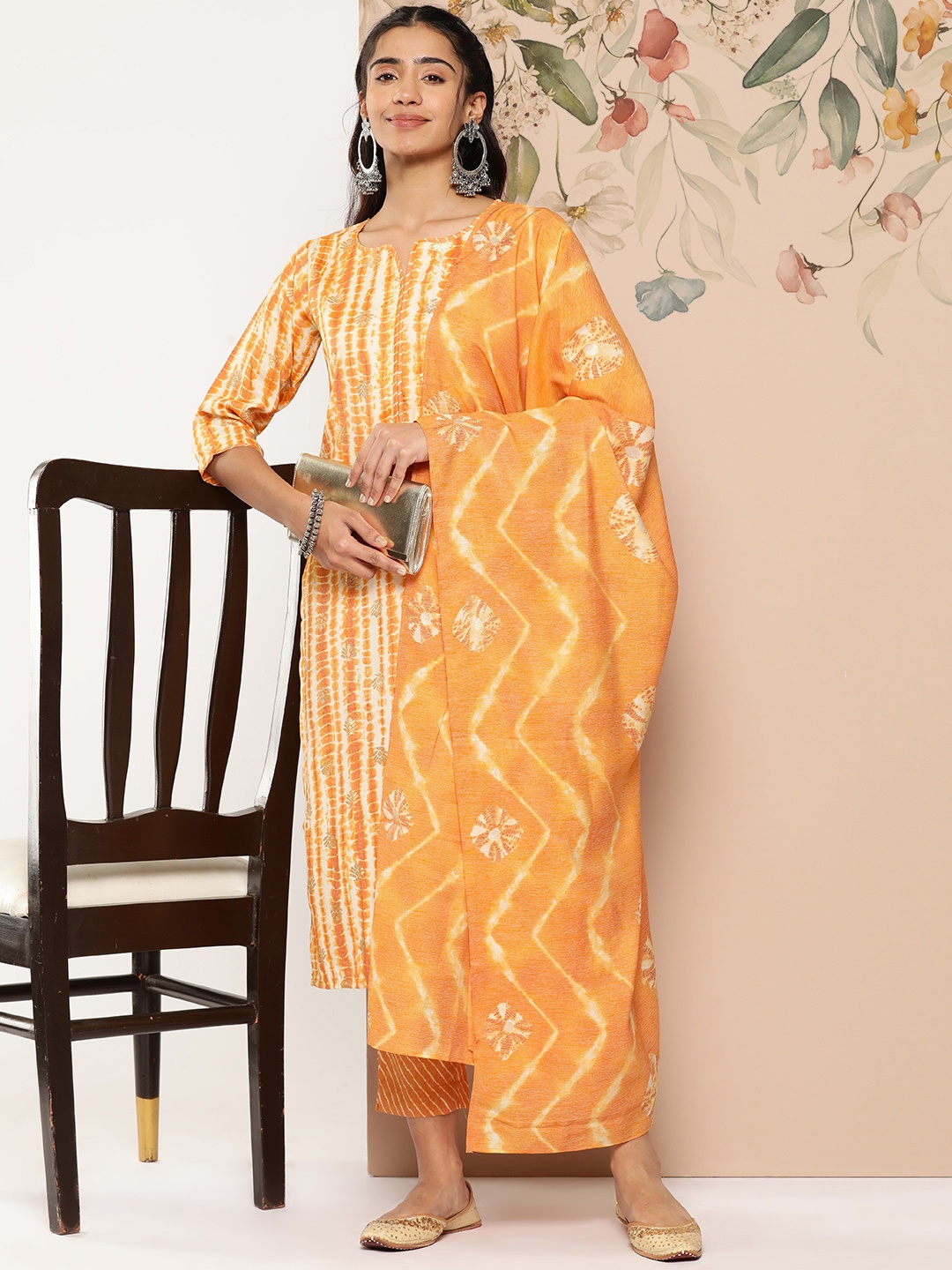 

Libas Women Ethnic Motifs Printed Kurta with Trousers & Dupatta, Mustard