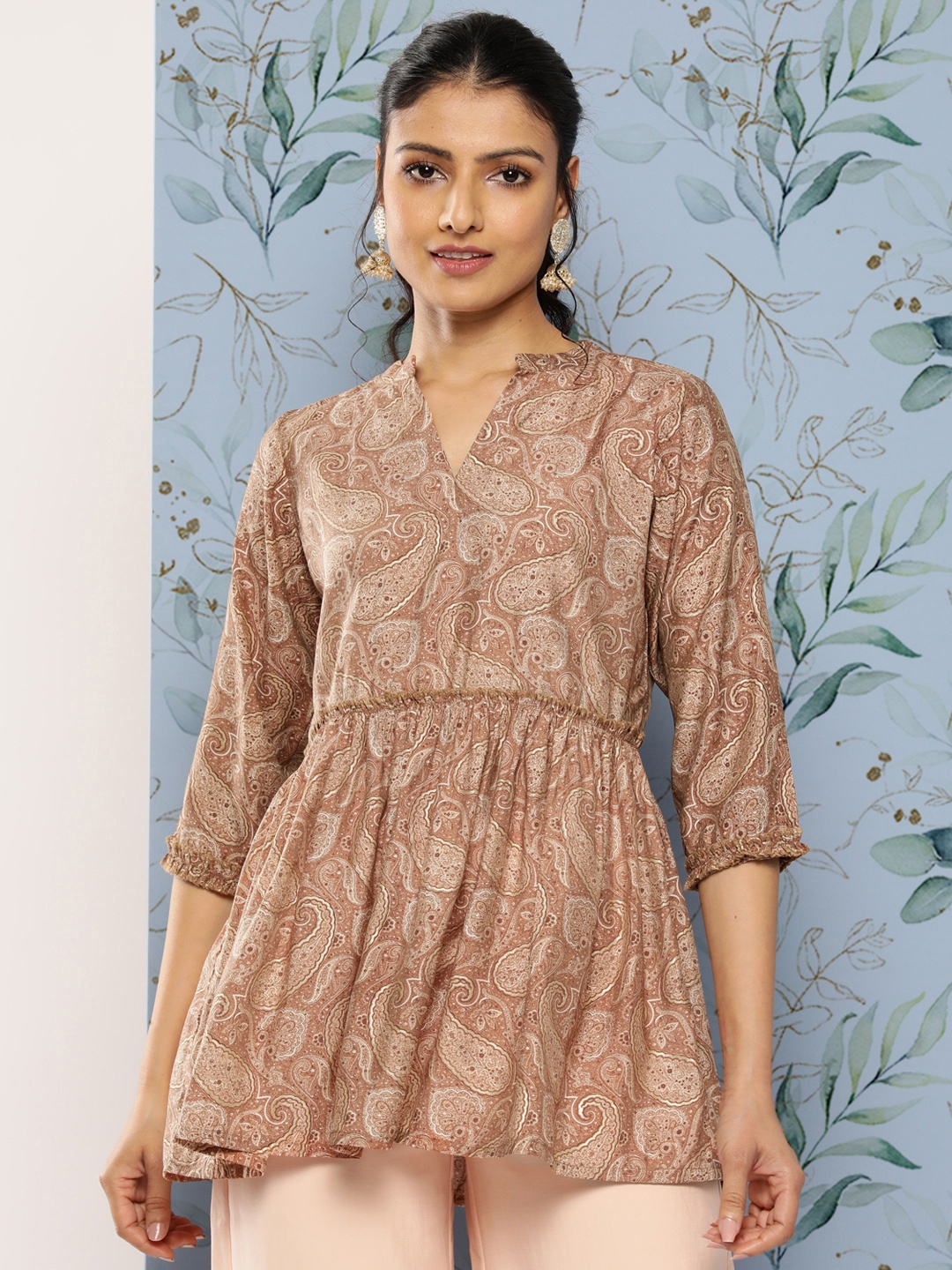 

Libas Paisley Printed Empire Kurti, Mauve