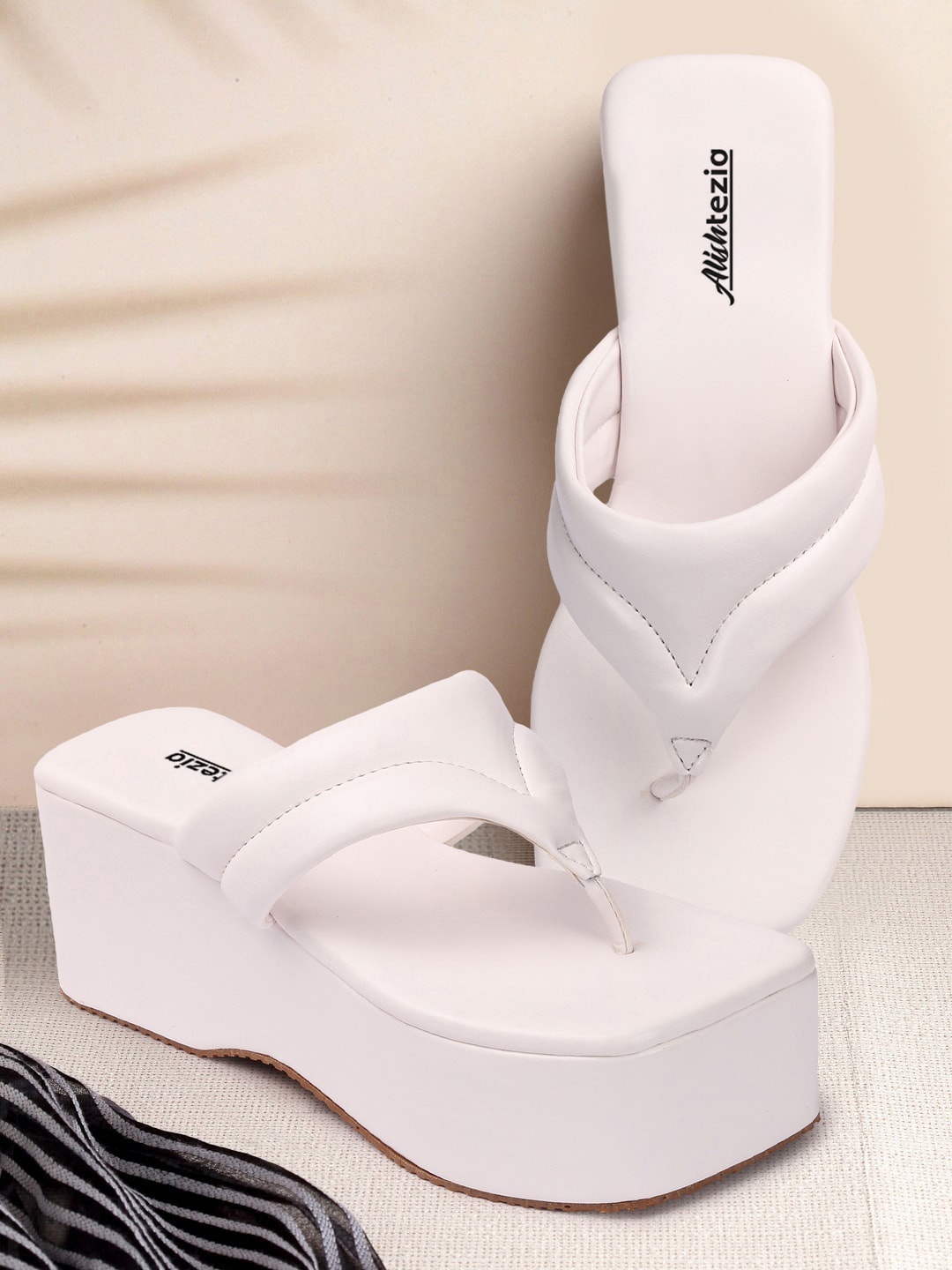 

Alishtezia Women Solid Flatform Heels, White