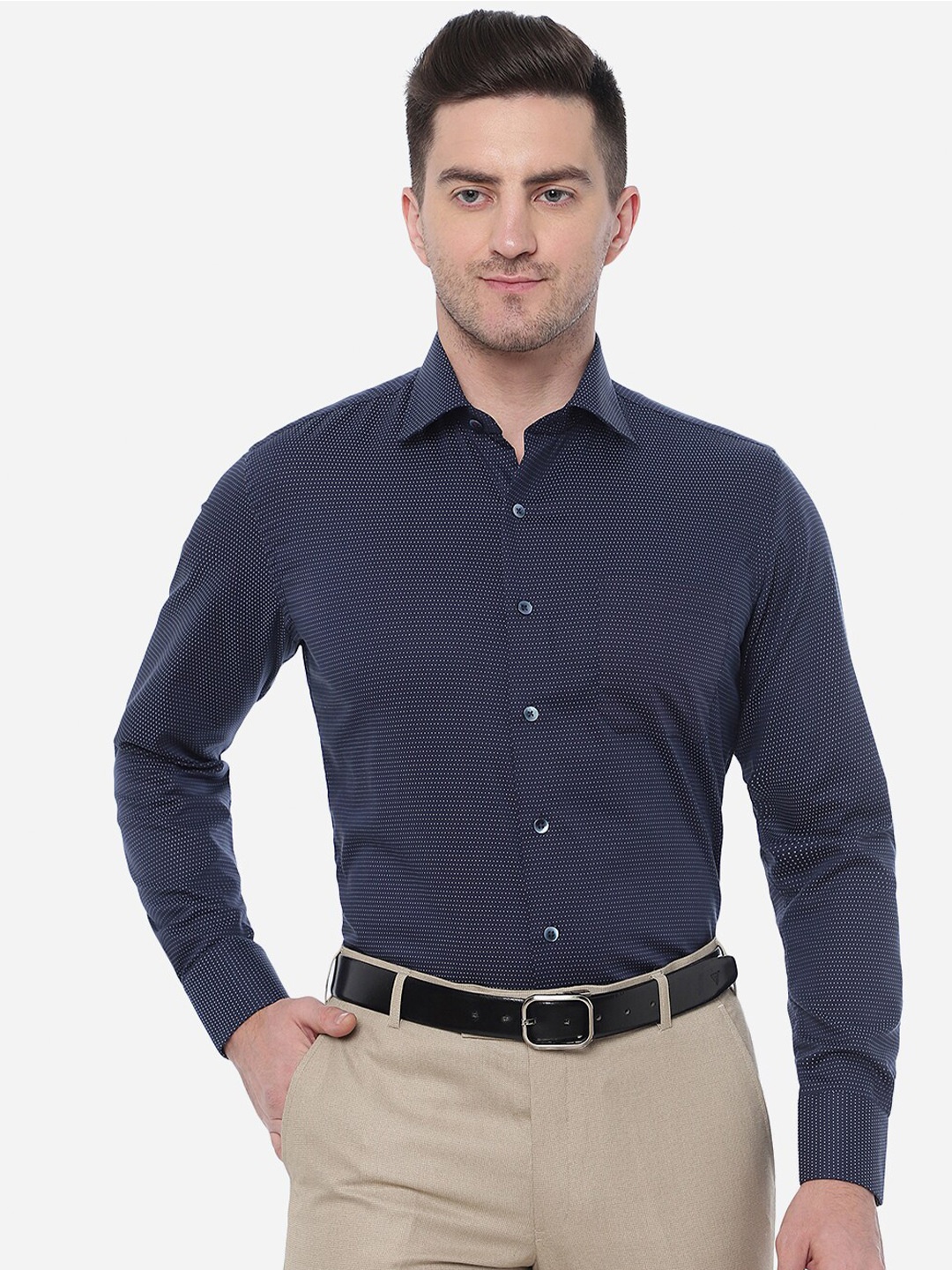 

METAL Men Slim Fit Cotton Formal Shirt, Blue