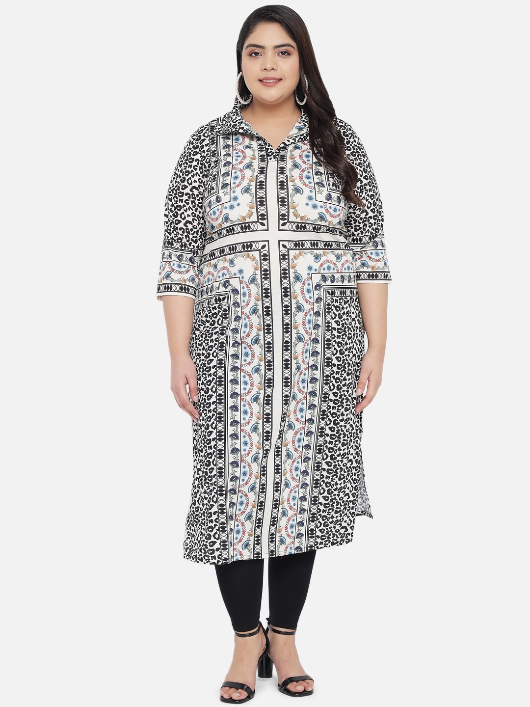 

Amydus Plus Size Printed Kurta, Beige