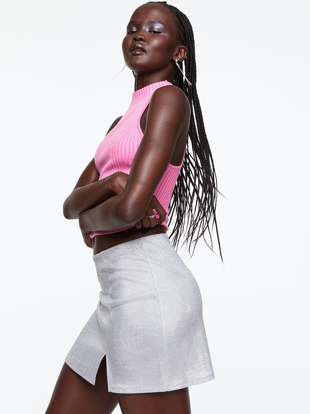 

H&M Mini Short Skirts, Silver