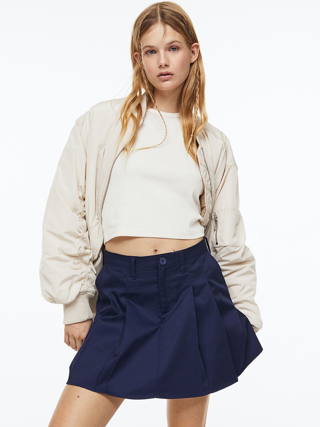 

H&M Woman Pleated skirt, Blue