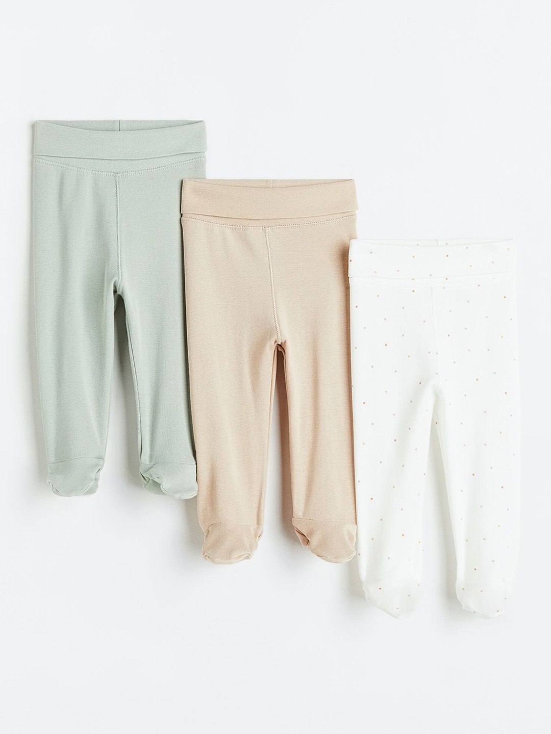 

H&M Infant Girls 3-Pack Cotton Trousers, Beige