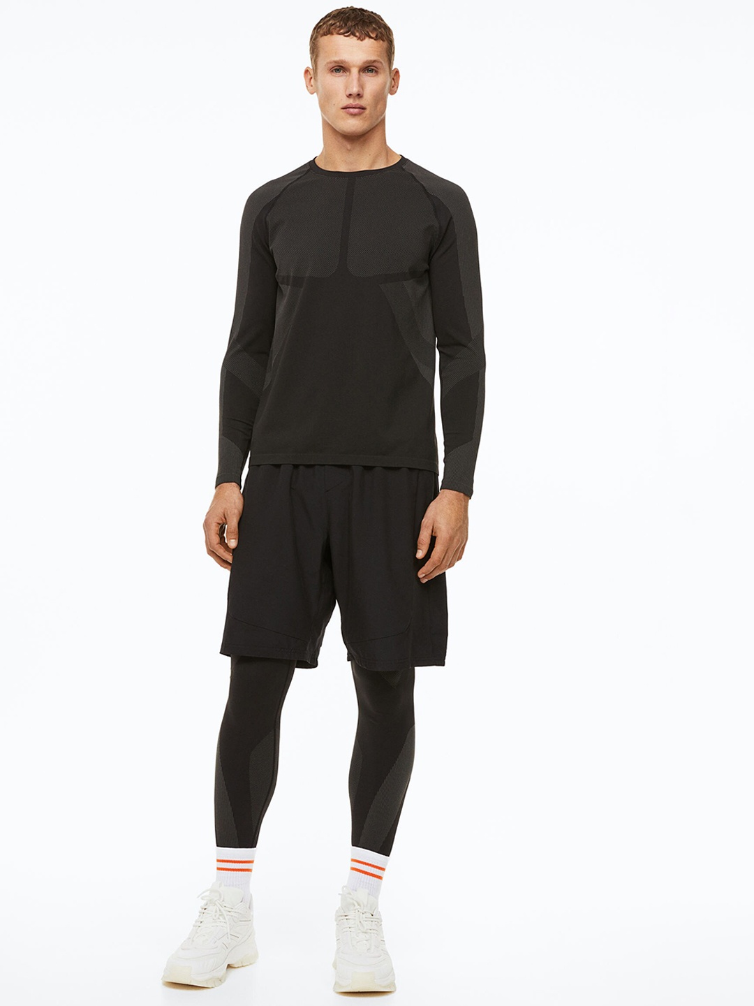 

H&M Men Seamless Sports Tights In DryMove, Black
