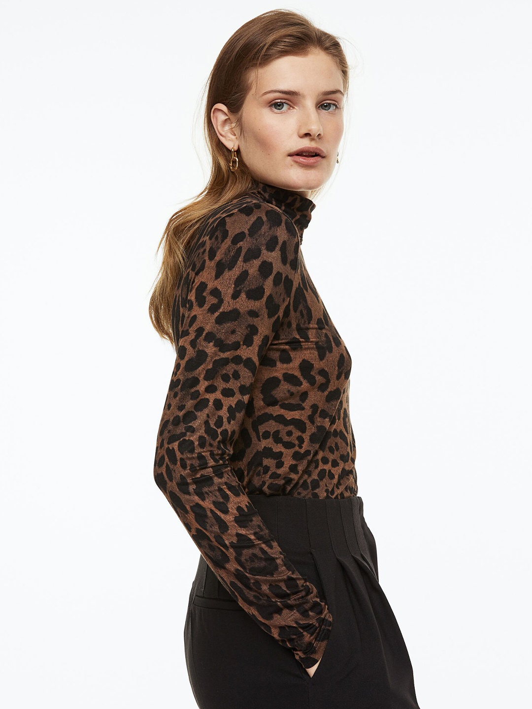 

H&M Woman Polo-neck top, Brown