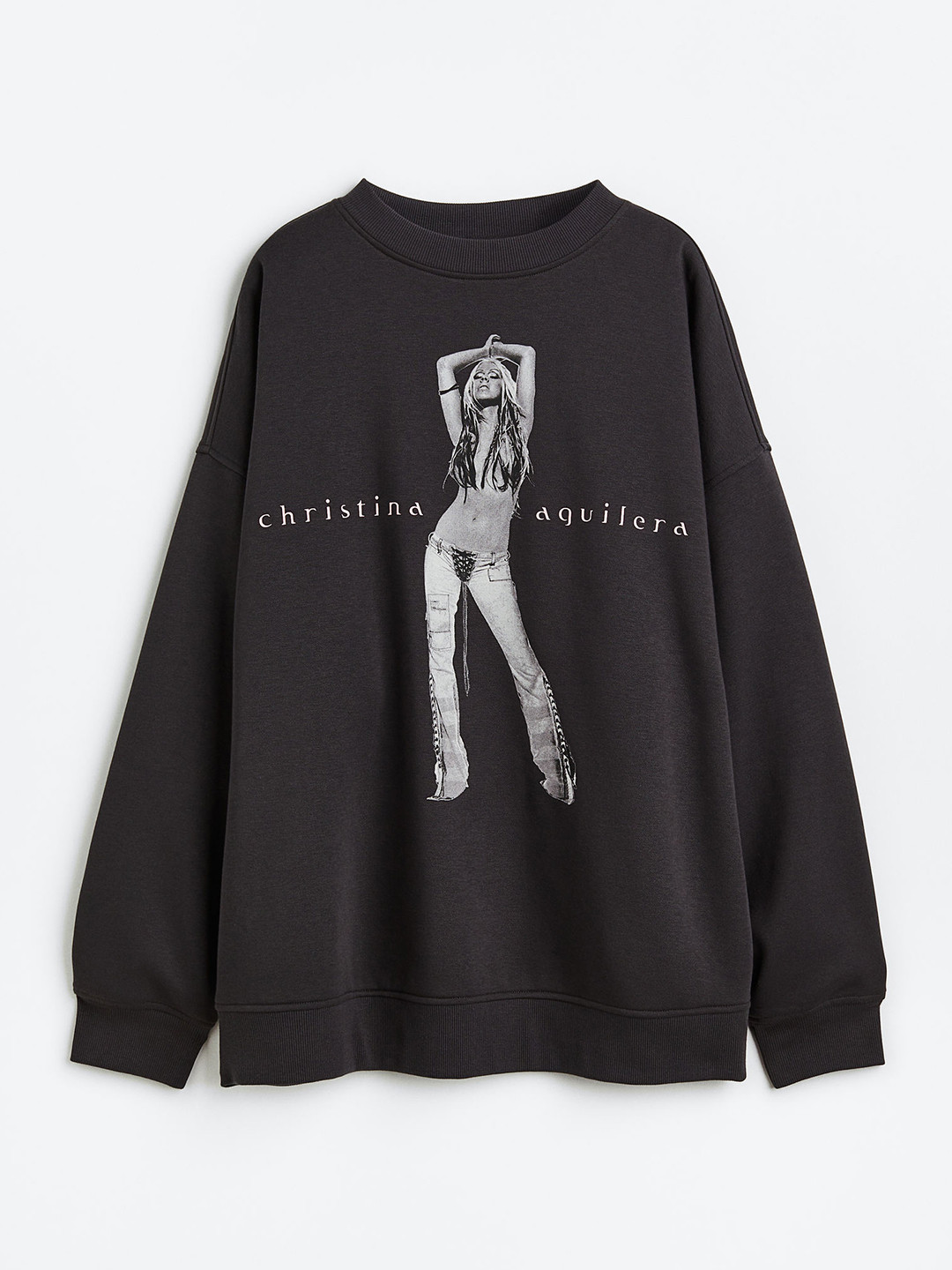 

H&M Women Oversized Printed Sweatshirt, Black