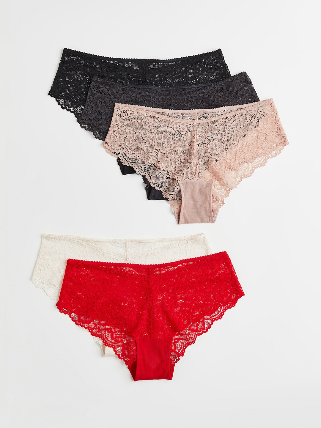 

H&M Women 5-pack lace hipster briefs, Black