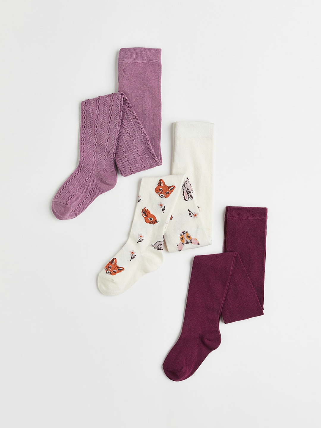 

H&M Girls 3-Pack Tights, Purple