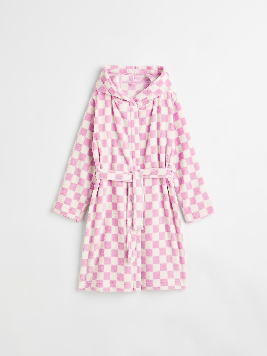 

H&M Girls Checked Fleece Dressing Gown, Pink