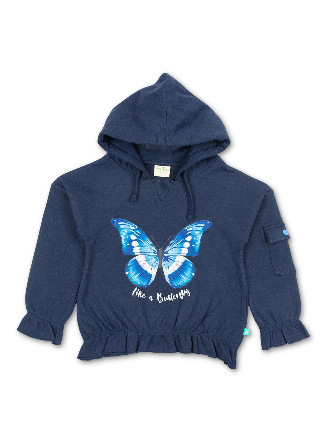 

JusCubs Girls Cotton Printed Hooded Sweatshirt, Navy blue