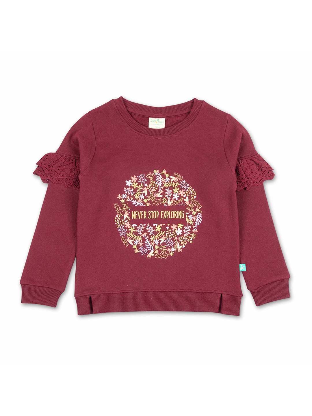 

JusCubs Girls Cotton Printed Sweatshirt, Maroon