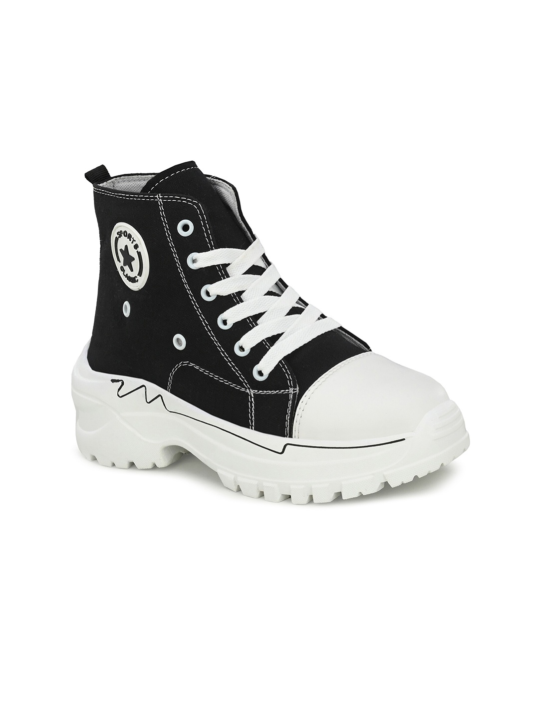 

Hundo P Women Colourblocked Mid-Top Sneakers, Black