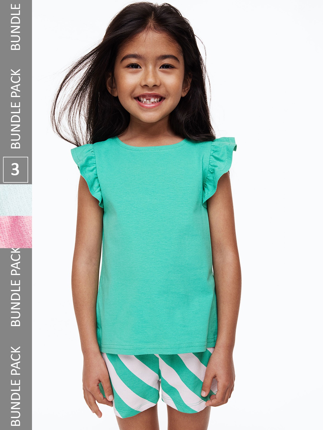 

H&M Girls 3-pack cotton shorts, Blue