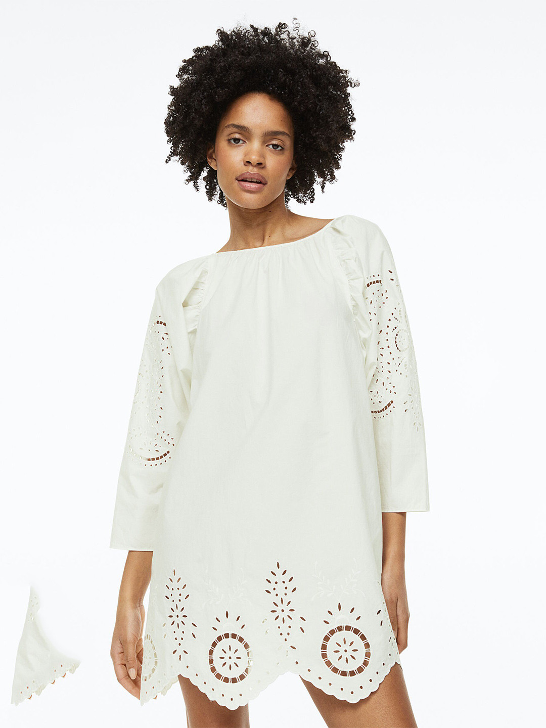 

H&M Woman Broderie anglaise dress, White