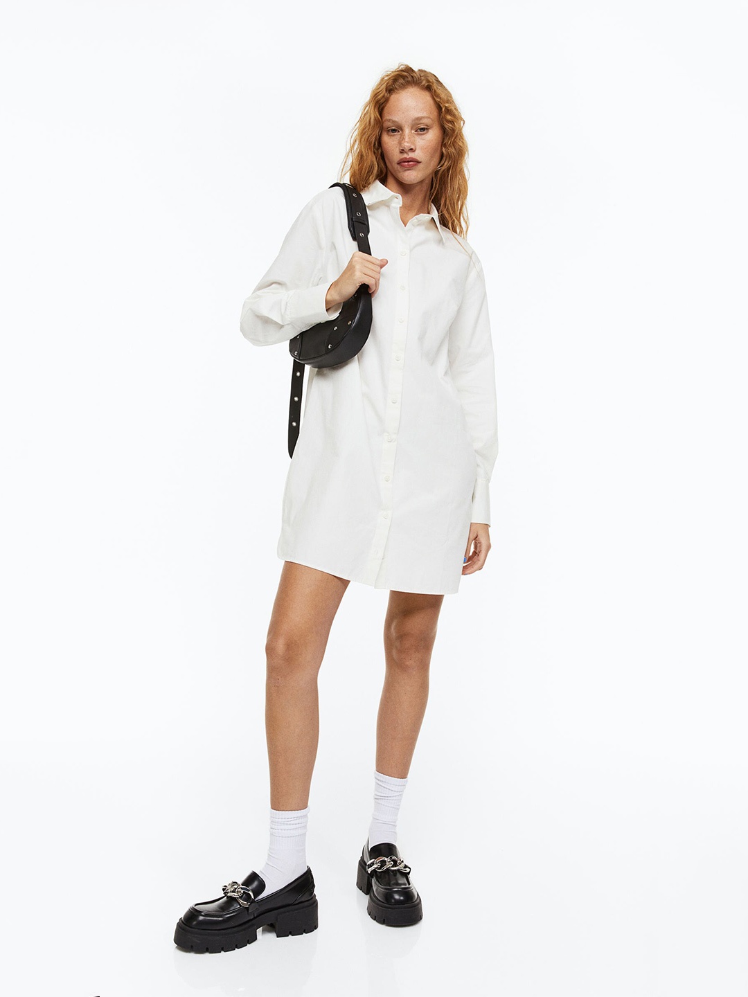 

H&M Cotton Poplin Shirt Dress, White