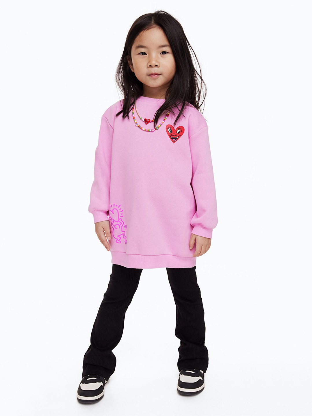 

H&M Girls Printed Sweatshirt Dress, Pink