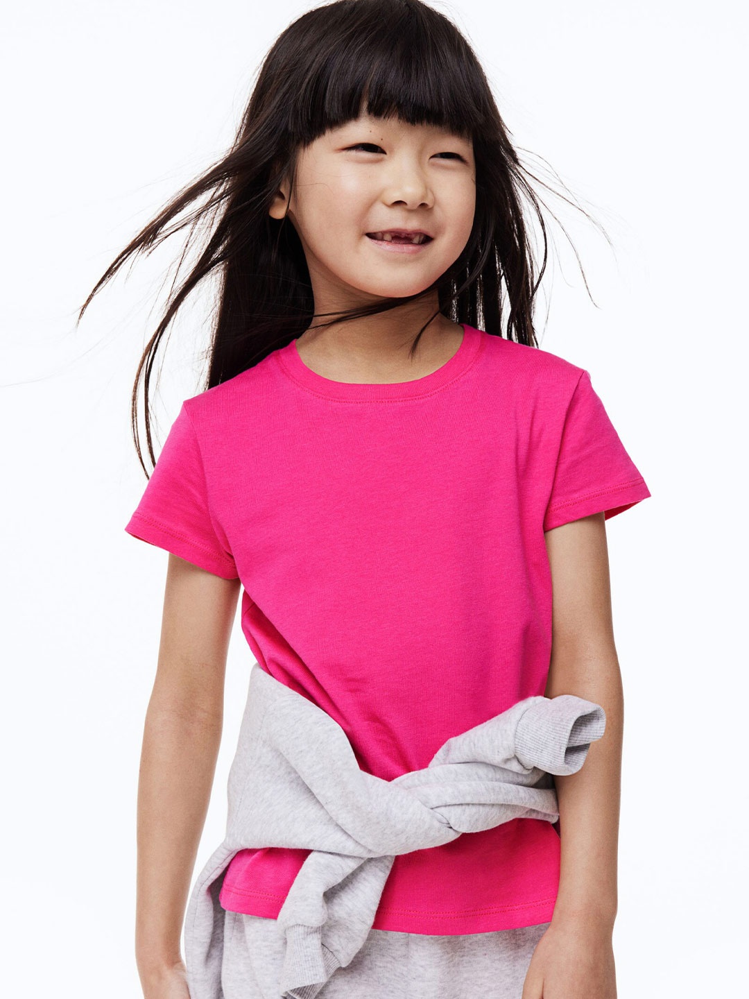 

H&M Girls 5-Pack Cotton T-shirts, Grey