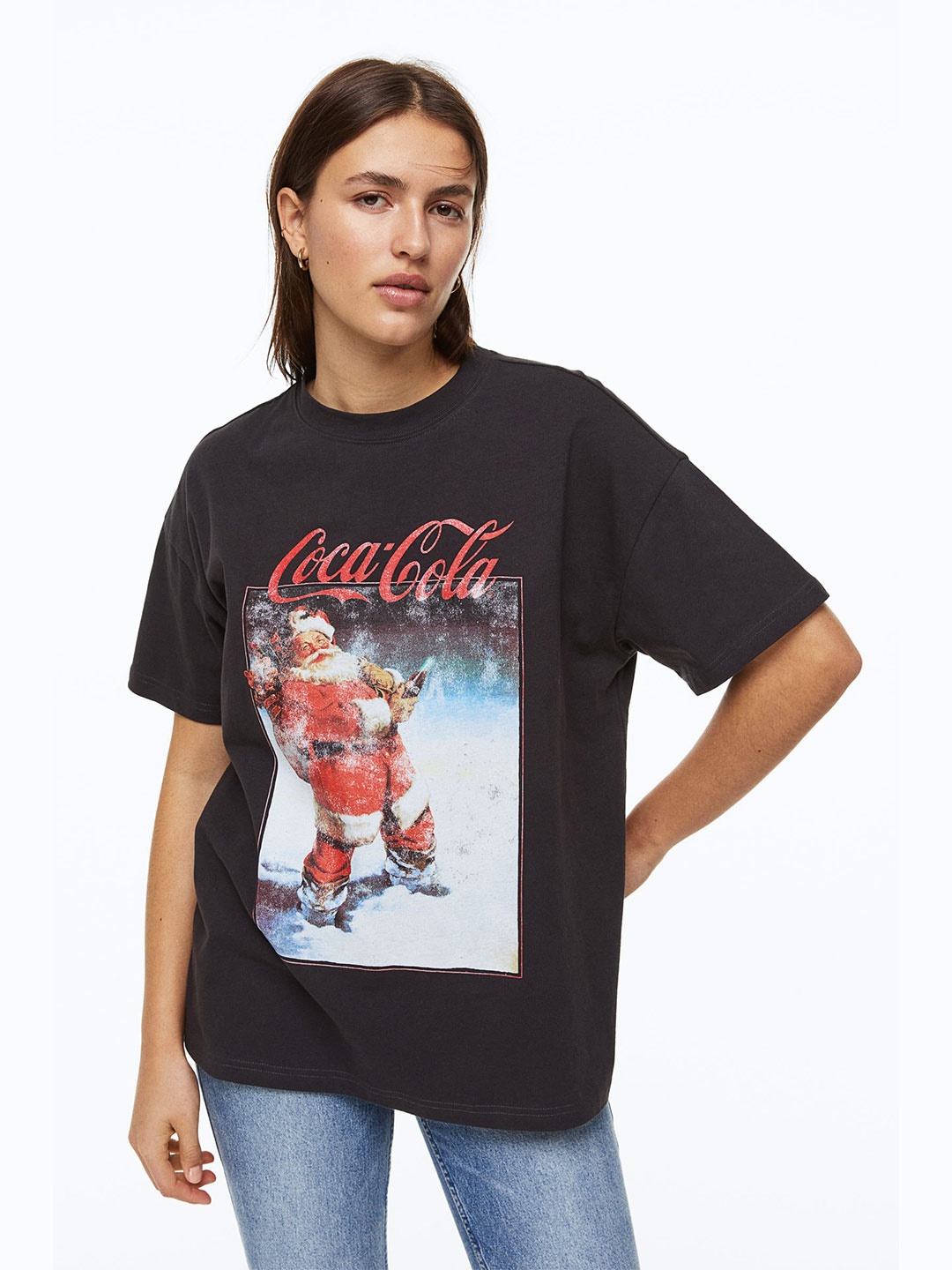 

H&M Woman Oversized printed T-shirt, Grey