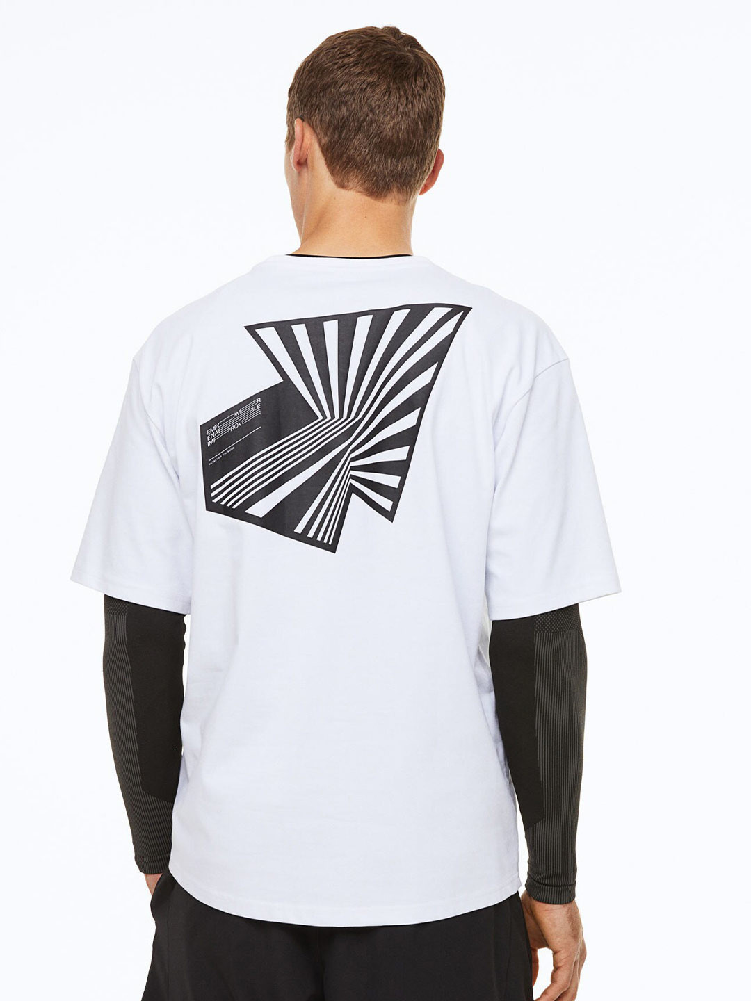 

H&M Men Printed Sports Top In DryMove, White