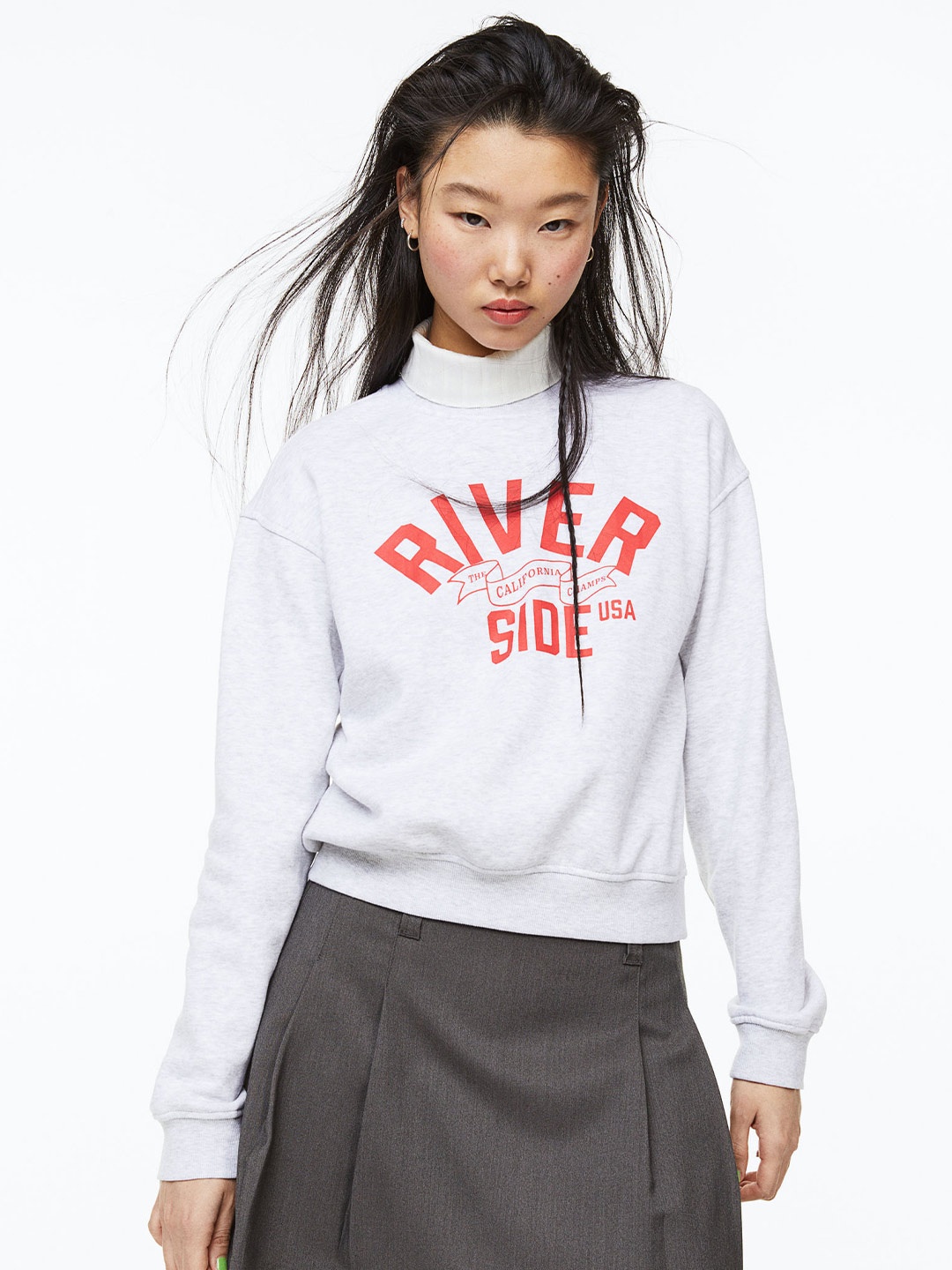 

H&M Woman Printed sweatshirt, Grey