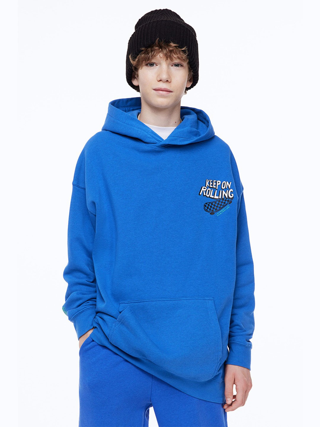 

H&M Boys Oversized Printed Hoodie, Blue