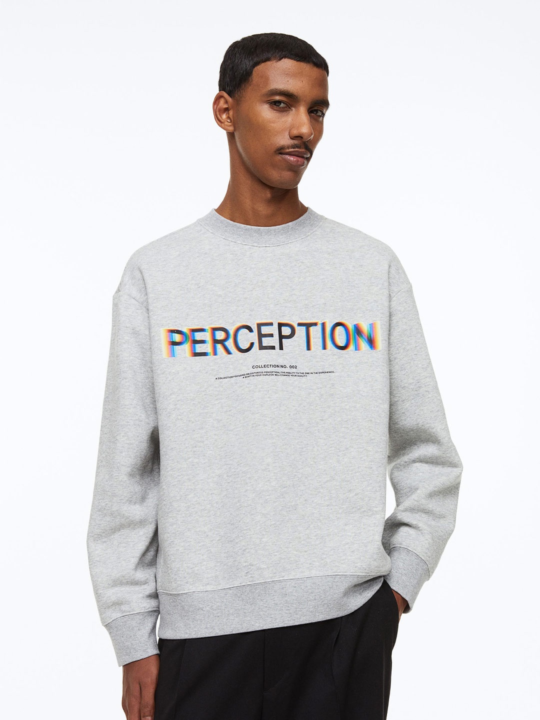 

H&M Men Printed Sweatshirt, Grey melange
