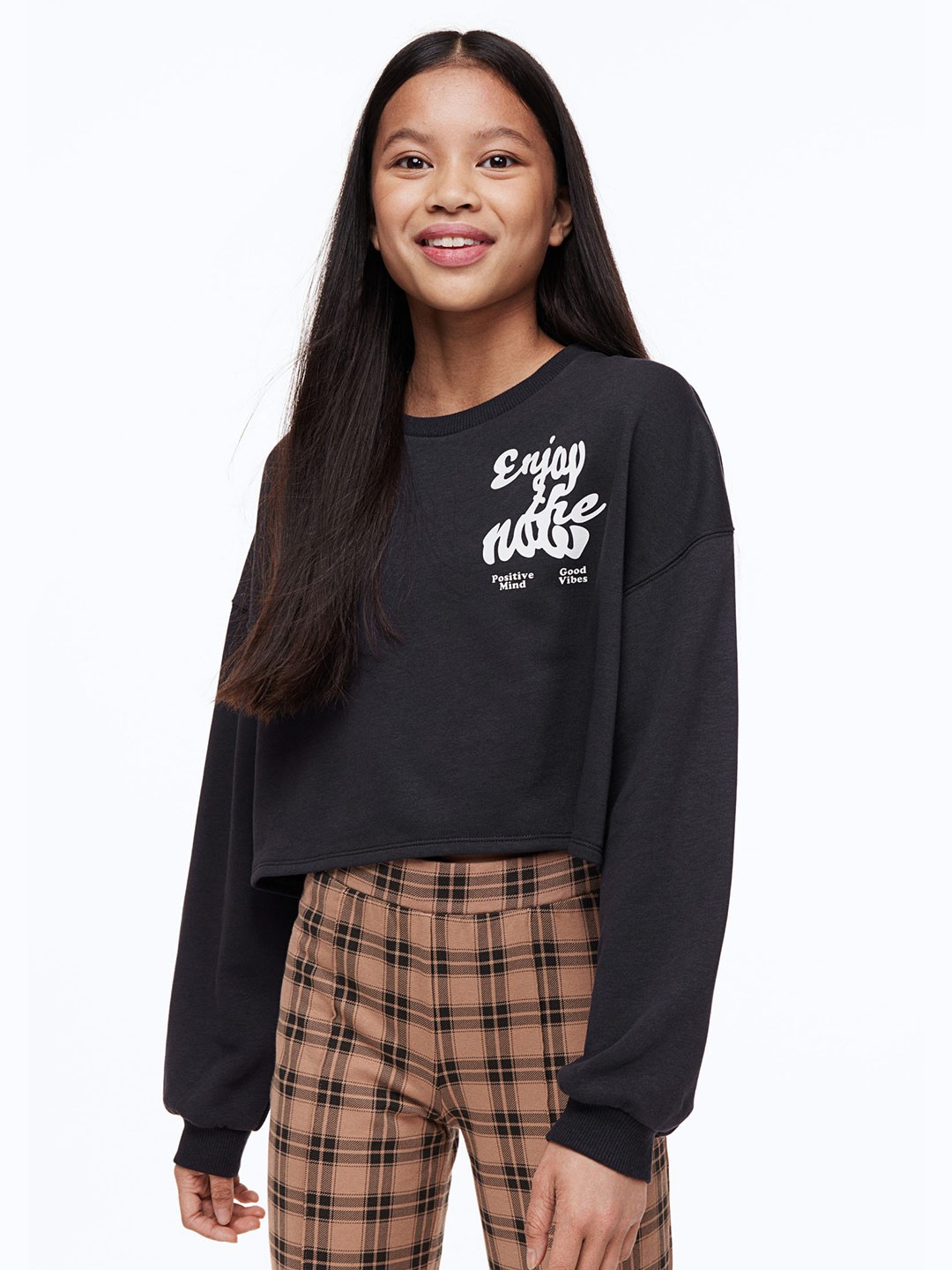 

H&M Girls Boxy-Style Sweatshirt, Grey