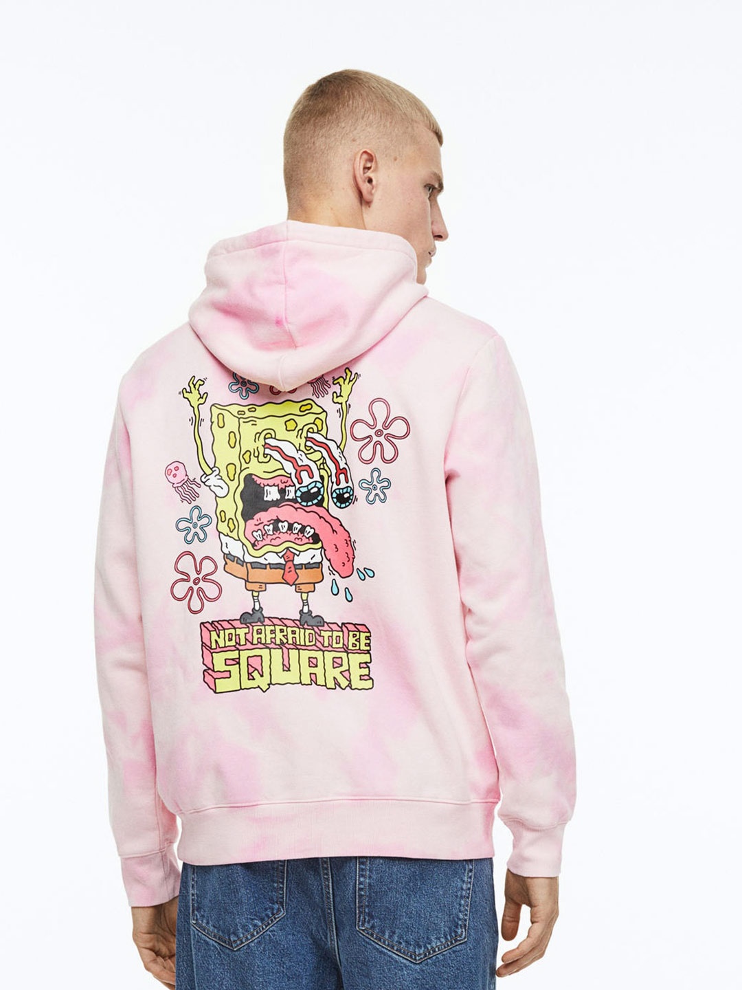 

H&M Men SpongeBob Printed Regular Fit Hoodie, Pink