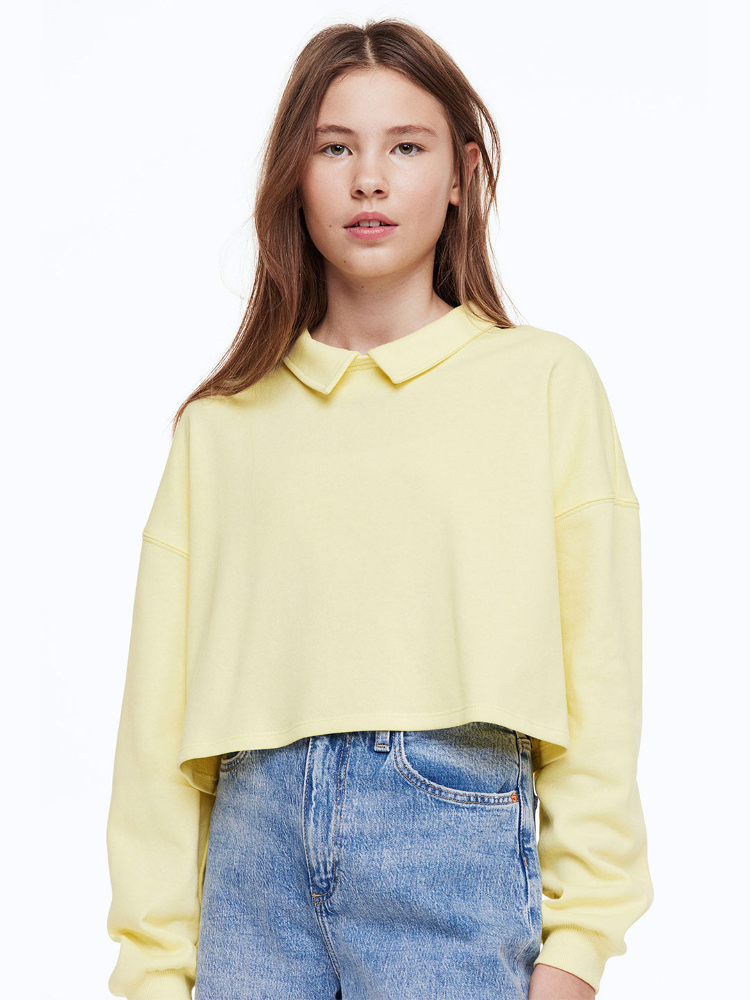 

H&M Girls Boxy-Style Sweatshirt, Yellow