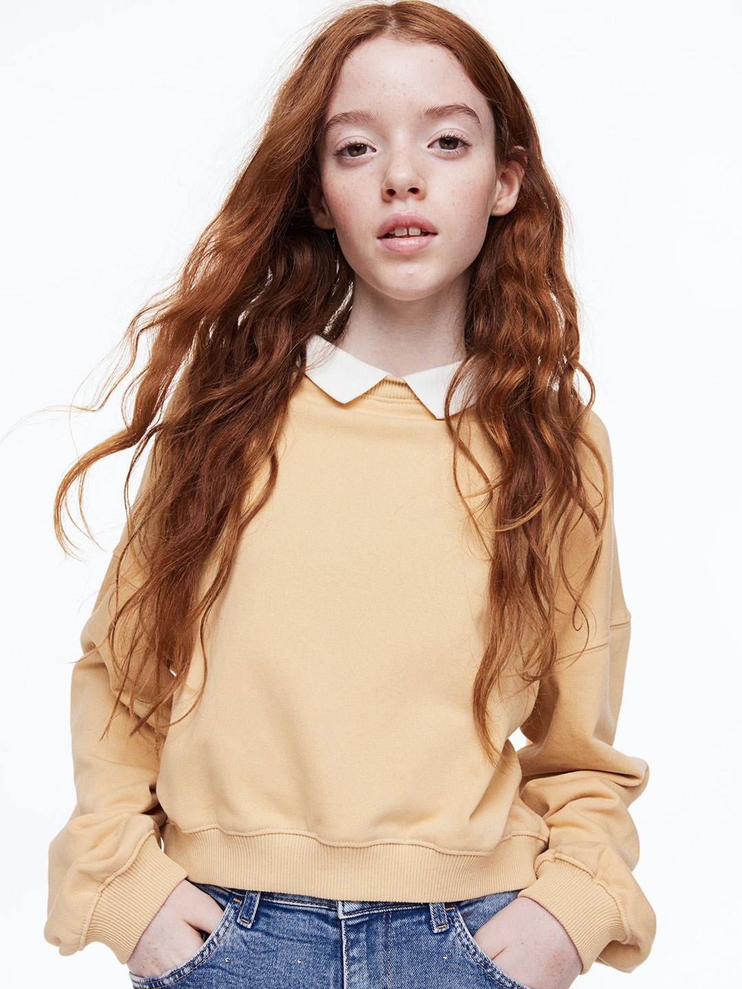 

H&M Girls Oversized Sweatshirt, Beige