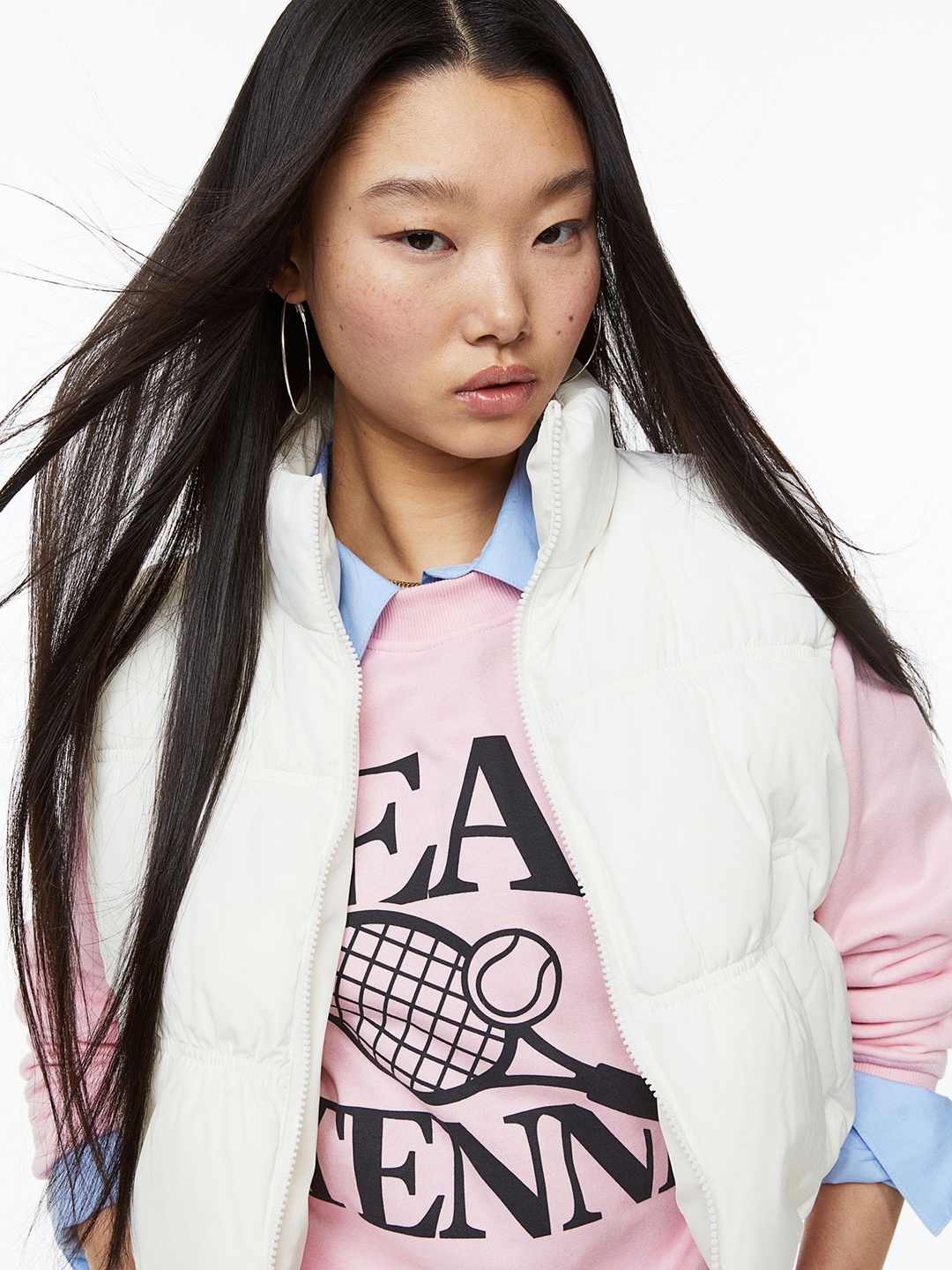 

H&M Women Puffer Gilet, White
