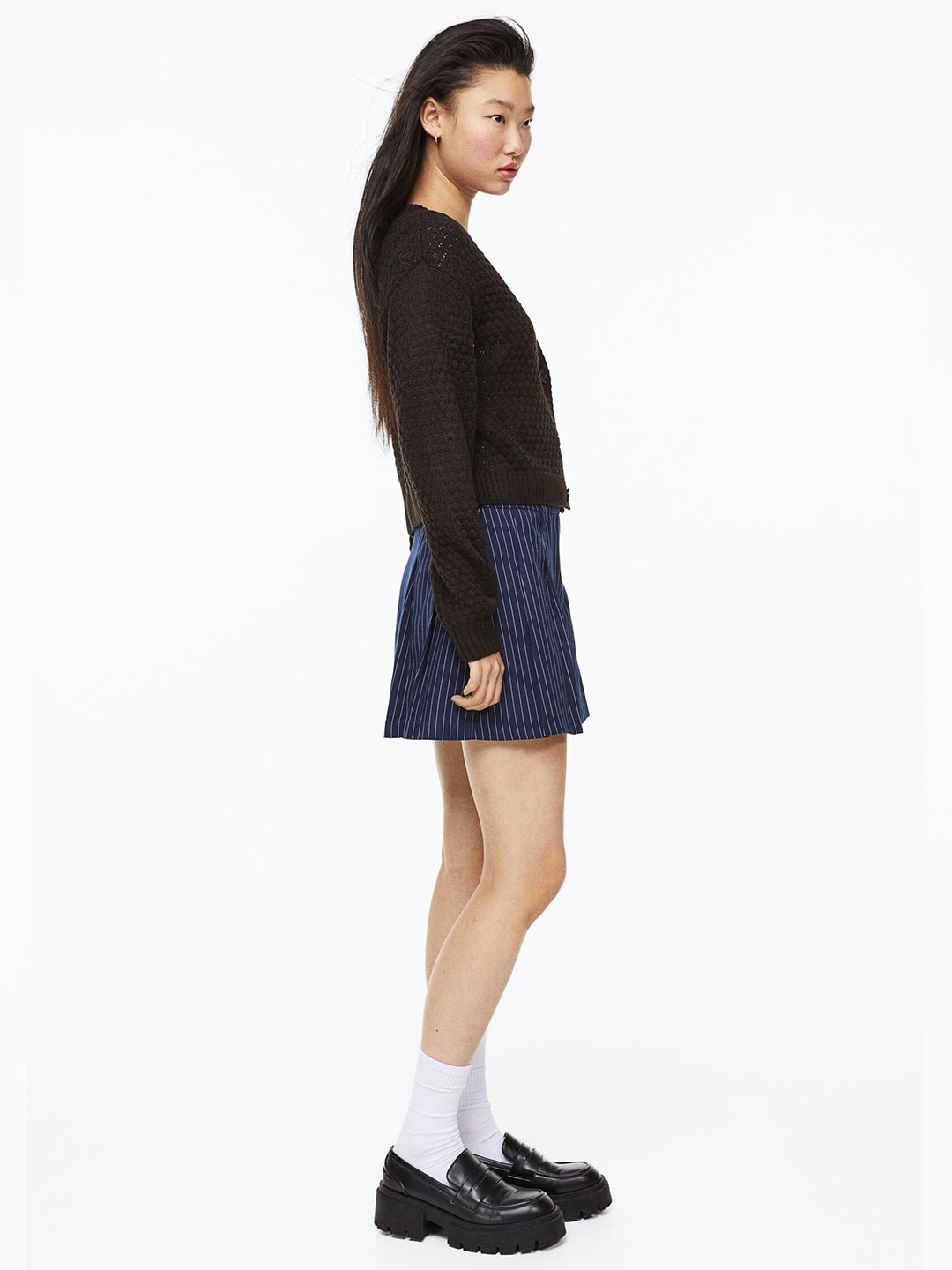 

H&M Women Pointelle-Knit Acrylic Cardigan, Black