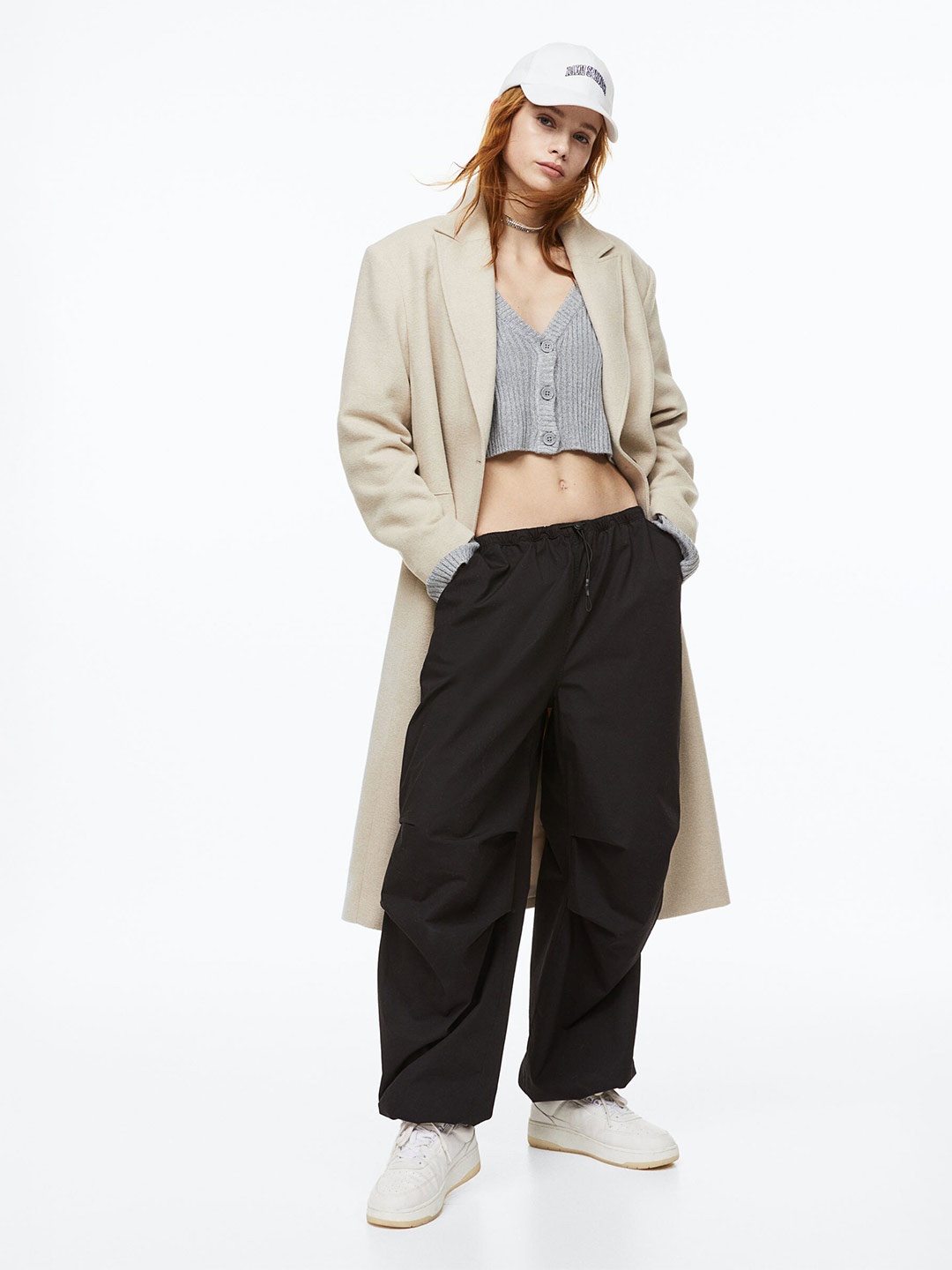 

H&M Women Cropped Rib-Knit Acrylic Cardigan, Grey