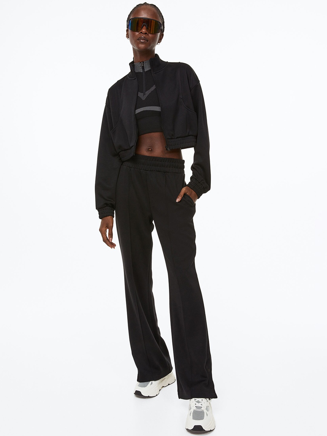 

H&M Women Flared Sports Trousers in DryMove, Black