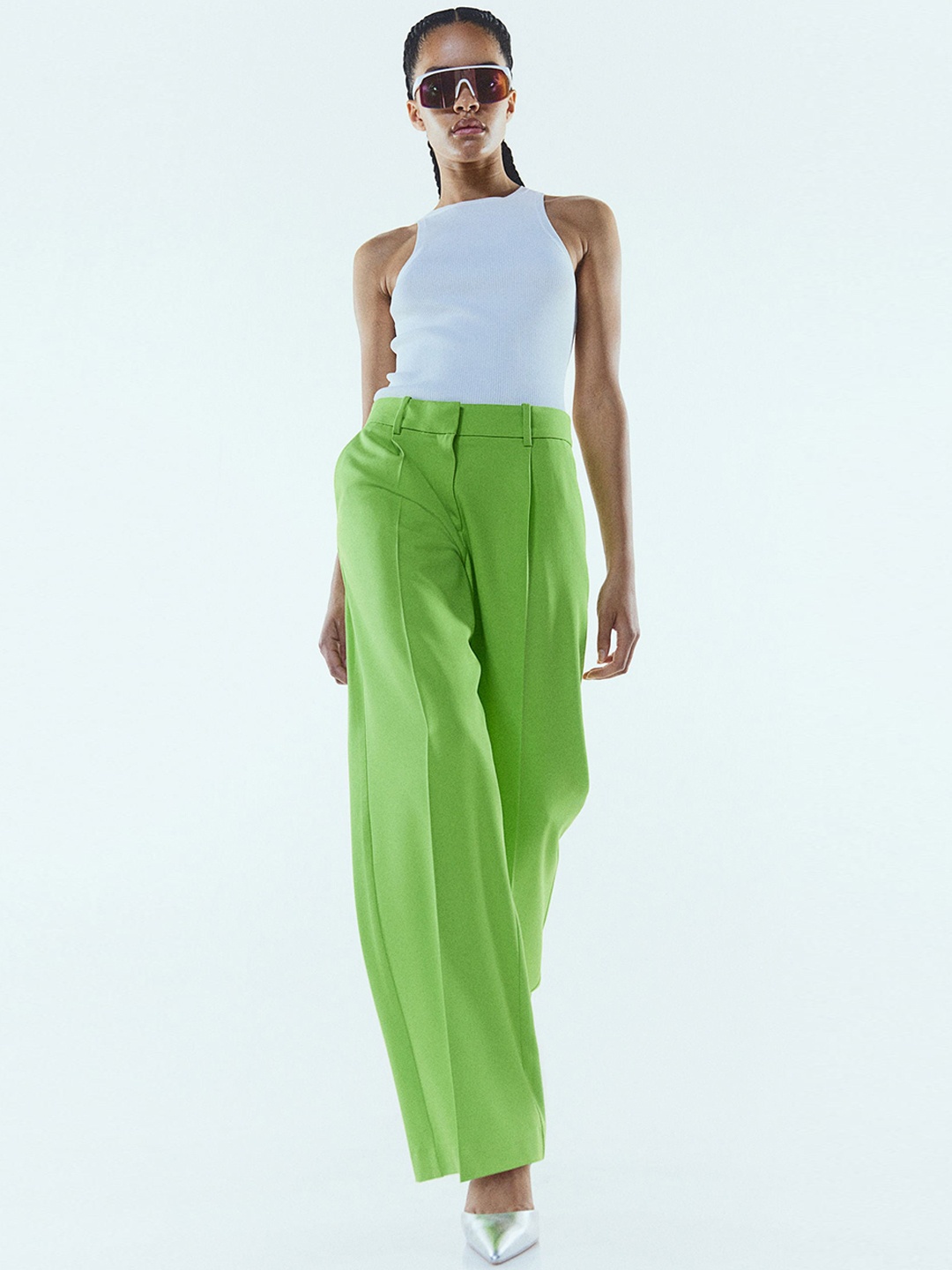 

H&M Women Tailored Trousers, Green