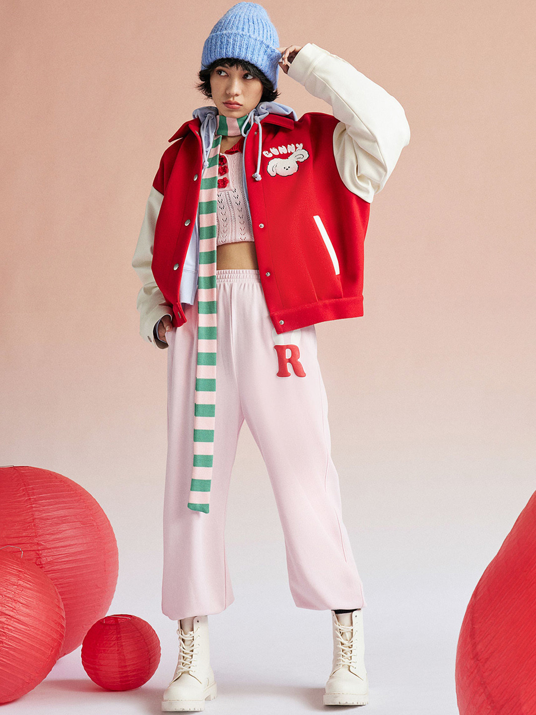 

H&M Women Applique Baseball Jacket, Red